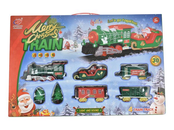 Trenino Natalizio Elettrico a Batteria con Luci e Suoni 30 Pz