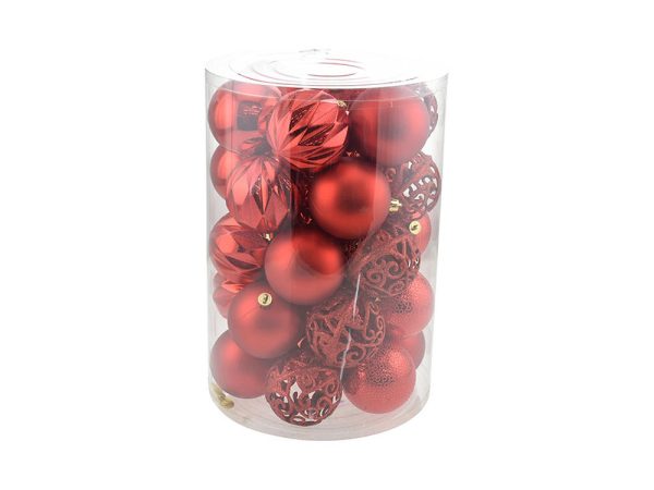 Set Palline di Natale Rosso in Box da 34 Pz 8 cm 3
