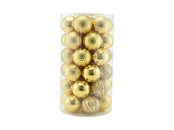 Set Palline di Natale Oro in Box da 41 Pz 6 cm