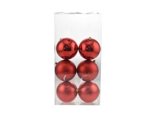 Box Palline di Natale Rosso Lucido e Opaco 6 Pz 10 cm