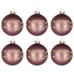 Pendagli di Natale in Vetro Malva con Decorazioni Oro Achillea 7