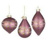 Pendagli di Natale in Vetro Malva con Decorazioni Oro Achillea 6