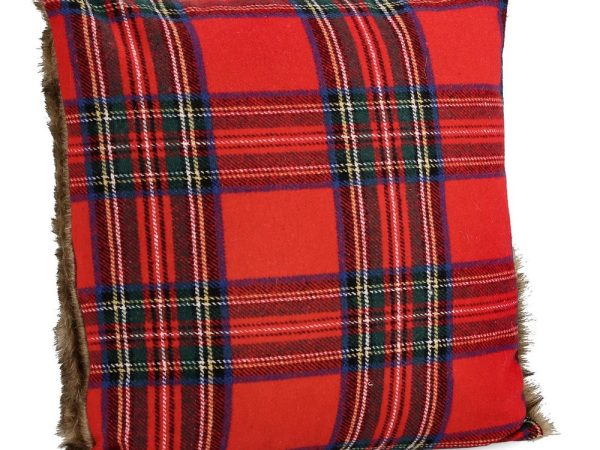 Cuscino Natalizio Tartan Scozzese Rosso Scots per Addobbi
