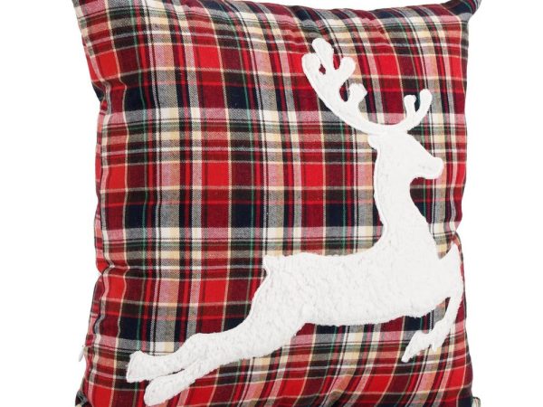 Cuscino Scozzese Tartan di Natale con Renna Carol 45×45 cm