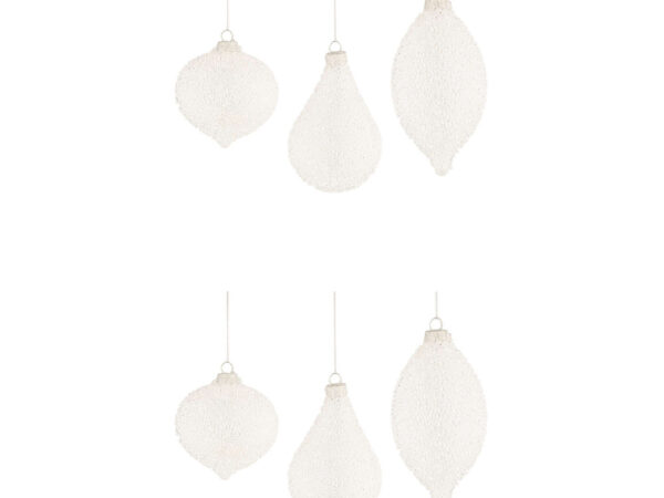 Pendagli di Natale in Vetro Bianche effetto Neve Freeze