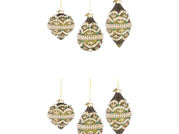 Pendagli di Natale in Vetro Verde e Perline Beloved