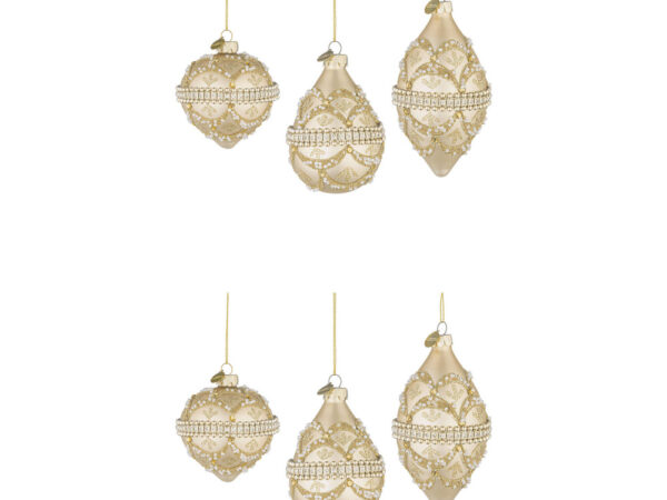 Pendagli di Natale in Vetro Champagne con Brillanti e Perle Beloved