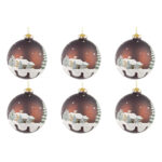 Palline di Natale in Vetro Verde Oliva con Rametti Wood 8