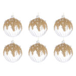 Palline di Natale in Vetro Trasparenti con Decorazioni Oro Beautity 5