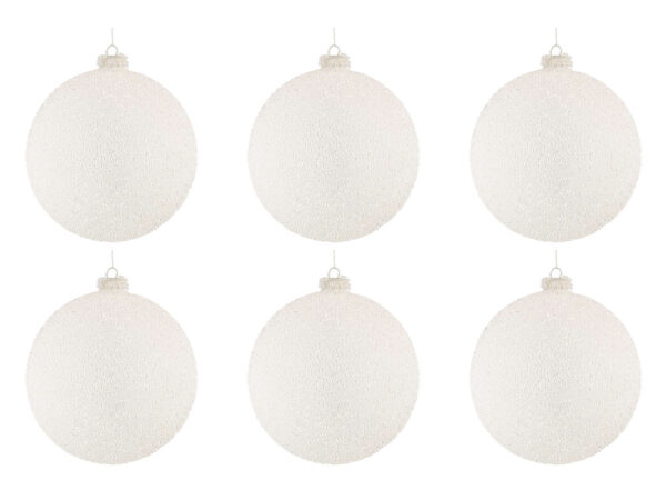 Palline di Natale in Vetro Bianche effetto Neve Freeze