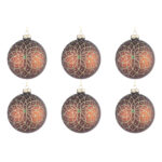 Palline di Natale in Vetro Marrone e Oro Florid 5