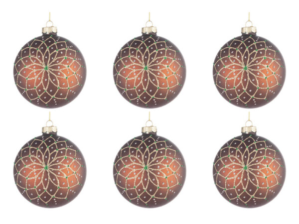 Palline di Natale in Vetro Marrone e Oro Florid