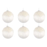 Palline di Natale in Vetro Bianco con Perline Voguish 5