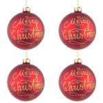 Palline di Natale in Vetro Rosse Merry Christmas 6