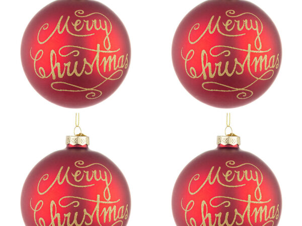Palline di Natale in Vetro Rosse Merry Christmas 3