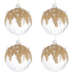 Palline di Natale in Vetro Trasparenti con Decorazioni Oro Beautity 6
