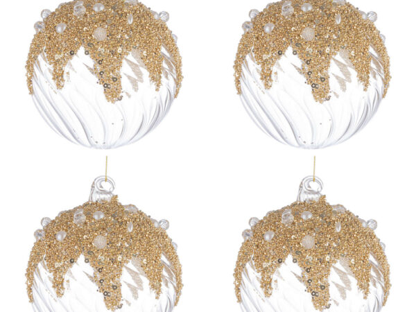 Palline di Natale in Vetro Trasparenti con Decorazioni Oro Beautity 3