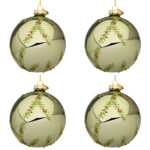 Palline di Natale in Vetro Verde Oliva con Rametti Wood 6