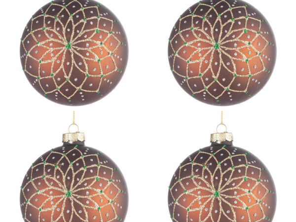 Palline di Natale in Vetro Marrone e Oro Florid 3