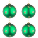 Palline di Natale in Vetro Verde con Stelle Oro Astral 6
