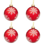 Palline di Natale in Vetro Rosse e Fiocco di Neve Blizzard 6