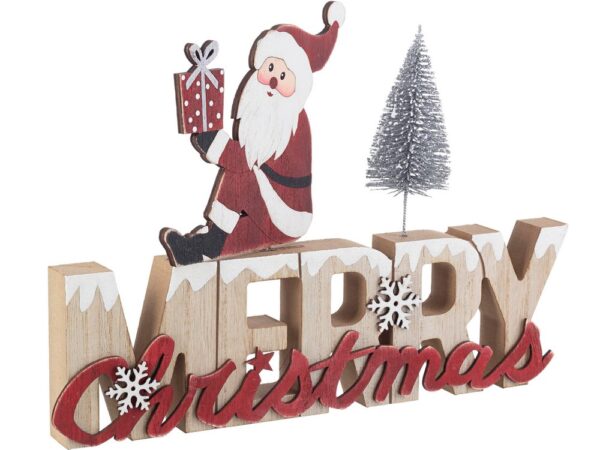 Decorazione Natalizia in Legno Merry Christams e Babbo Natale