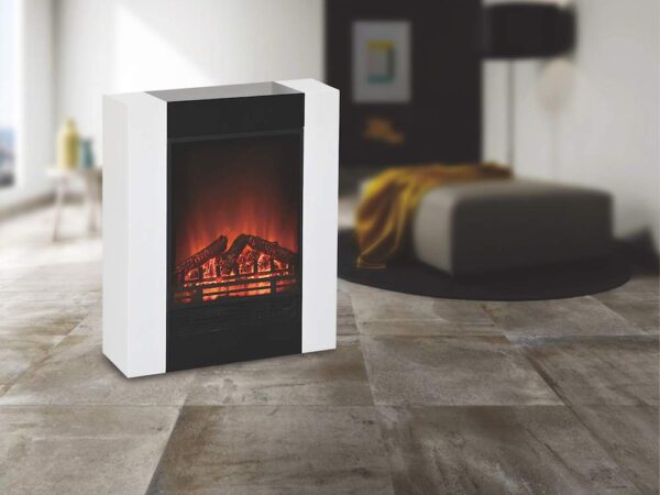 Stufa Elettrica Effetto Fiamma con Legna e Brace Moderna 3