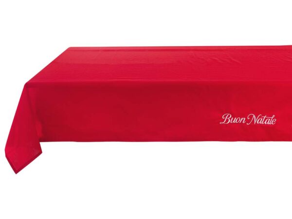 Tovaglia Natalizia Rossa con Ricamo Buon Natale Blanc Mariclò