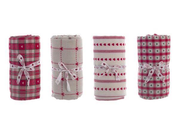 Tovaglia di Natale a Cuori Shabby Chic Rossa Blanc MariClo 140 x 180 cm