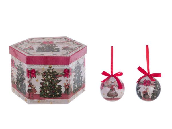 Scatola Regalo con 14 Palline di Natale Shabby Chic Blanc Mariclo