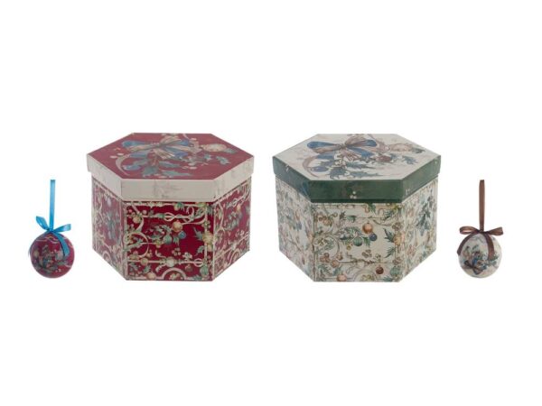 Scatola Regalo con 14 Palline di Natale Intrecci di Sogno Blanc Mariclò