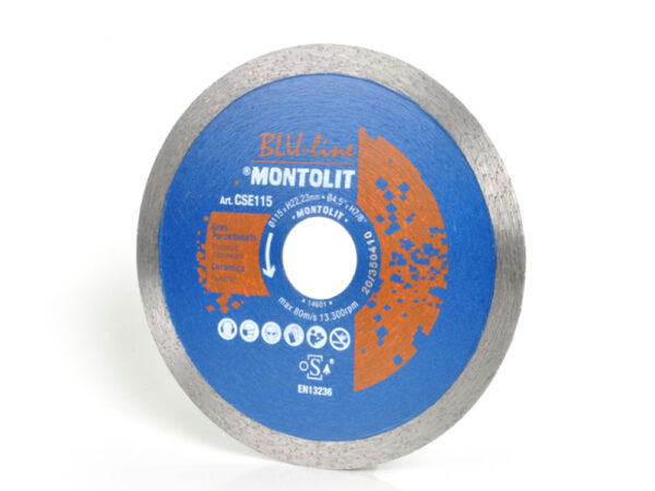Disco Diamantato a Corona Continua Liscia Blu Line 115 mm Montolit
