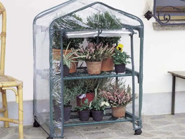 Serra da Terrazzo 2 Ripiani con Ruote e Telo Anti UV Verdemax