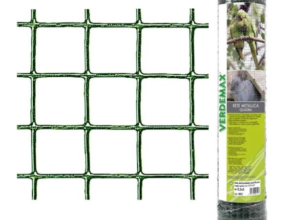 Rete Metallica Zincata Verde a Maglia Quadra 12 x 12 cm Verdemax