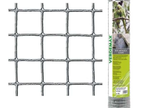 Rete Metallica Zincata a Maglia Quadra 12 x 12 cm Verdemax