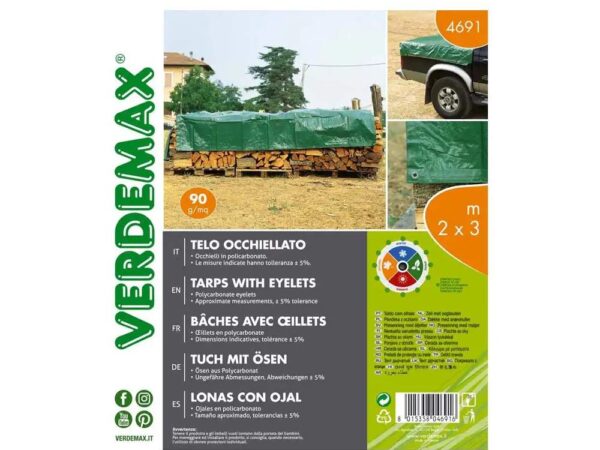 Telo Occhiellato Verde 3 x 4 120 Gr Resistente Verdemax