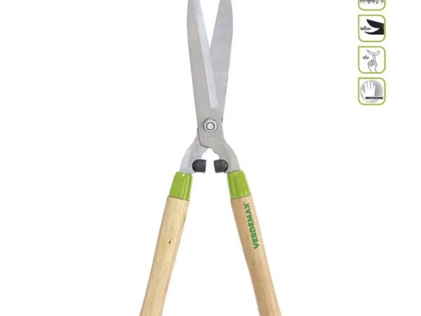 Forbici Tagliasiepi a Lame Diritte con Manico in Legno Verdemax