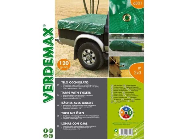 Telo Occhiellato Verde 3 x 4 120 Gr Resistente Verdemax 3