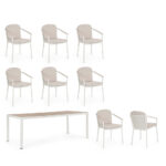 Tavolo da Giardino 8 Sedie Bianco effetto Legno Ulises Bizzotto 13